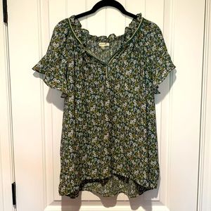 Floral green blouse Max Studio 1X